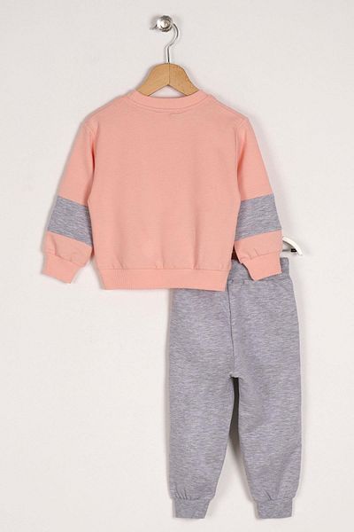 zepkids Zweiteiliges Set für Mädchen mit Rundhalsausschnitt und langen Ärmeln und Sternenhimmel-Einhorn-Aufdruck in Lachsfarbe
