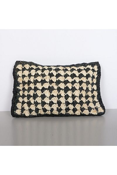 Mylamp Tricotat dublu 30x50 cm. Pernă din rafie naturală și neagră