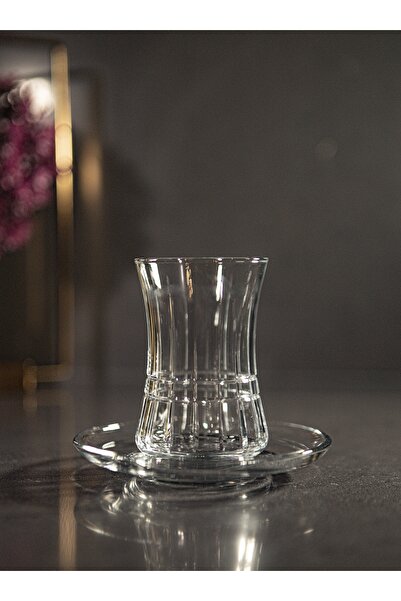 sudeka 61 Parça 12 Kişilik Ekose El Dekor Kristal Kesme Cam Su Takımı