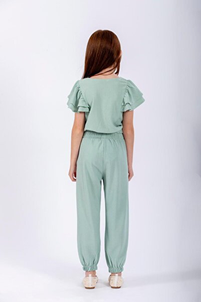 zepkids Mint Colored Girl's Bicycle Collar Elastic Double Suit