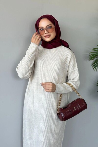 Kirazgym Dlouhé žebrované podrobné úpletové šaty