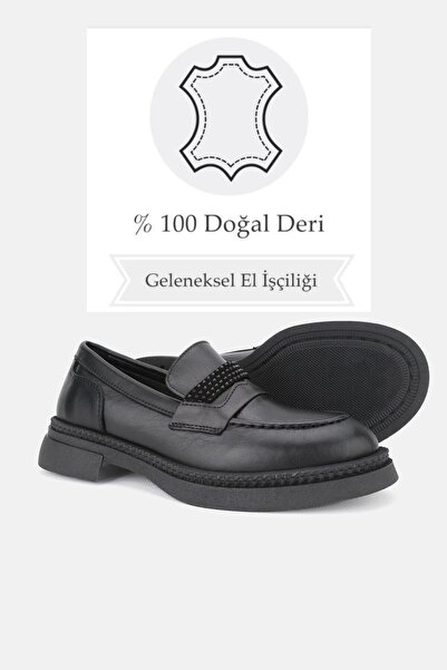 TUNAELLİ ДАМСКИ ЧЕРНИ ОБУВКИ ОТ ЕСТЕСТВЕНА КОЖА, РАЗМЕР 36-41