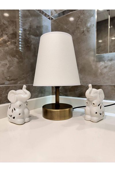 fey atelier Cable Lampshade, Table Lamp, Night Lamp, Large White Hat Antique Foot