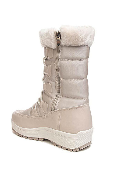 LUXEON Μπεζ γυναικείο μποτάκι - Χειμερινές μπότες με κορδόνια, φερμουάρ, ορθοπεδικές, αδιάβροχες, αντιολισθητικές σόλες