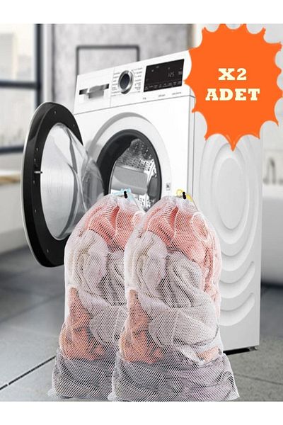 AKGÜN EV TEKSTİLİ Practical Set of 2 Laundry Socks and Washing Net - m 50 X 60