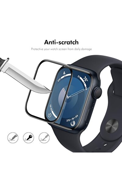 Fibaks Apple Watch Series 10 / 11 42mm Compatible Full Coverage Curved Black Frame Watch Screen Protector