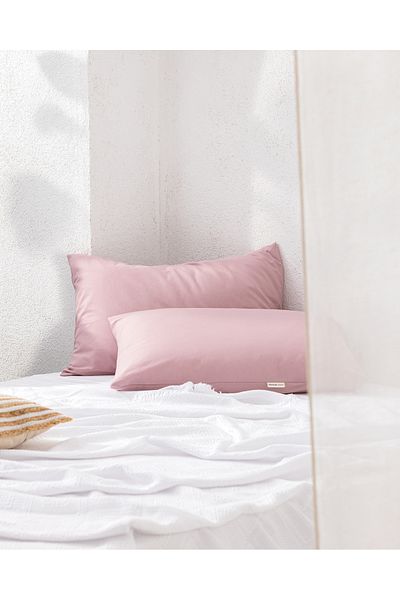 Madame Coco Manon Set of 2 Plain Pillowcases - 100% Cotton, Dried Rose