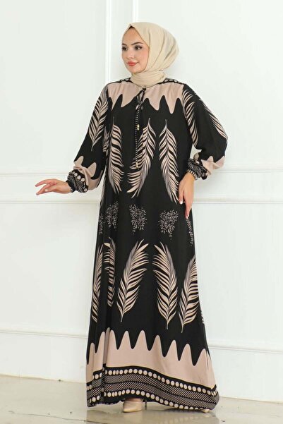 SGS Φόρεμα από βισκόζη - Κορδόνι που δένει τον λαιμό, ΜΑΥΡΟ ΒΙΖΟΝ