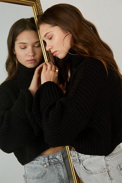 VATKALI Crop-Pullover mit Rollkragen