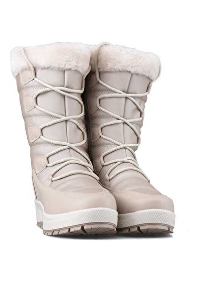 LUXEON Μπεζ γυναικείο μποτάκι - Χειμερινές μπότες με κορδόνια, φερμουάρ, ορθοπεδικές, αδιάβροχες, αντιολισθητικές σόλες