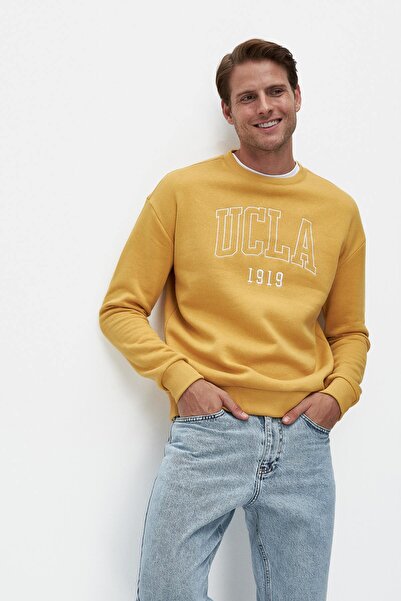 UCLA Ανδρικό φούτερ Sandhill Yellow Crew με κεντημένο ράστερ Loose Fit