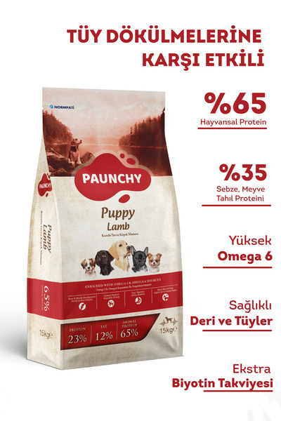 PAUNCHY Kuzu Etli Yavru Köpek Maması 15 Kg