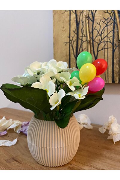 La bella bazar نبات زهرة صناعية في وعاء صغير الحجم، زينة طاولة زهرة صناعية واقعية