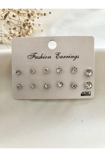 MELENY أقراط نسائية من حجر الزركون الفضي مكونة من 12 قطعة - أظافر، لؤلؤ متعدد...