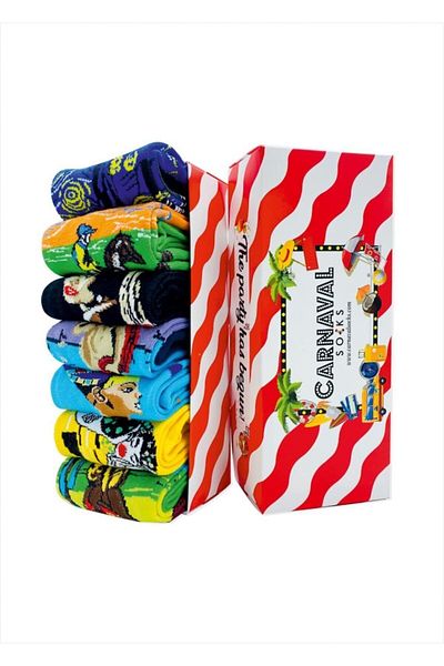 CARNAVAL SOCKS Кутия със 7 арт чорапа-3 шарени шарени чорапа