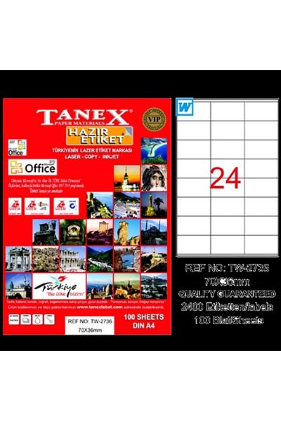 Tanex Tw-2736 Αυτοκόλλητο λέιζερ - 70x36mm, 1 Συσκευασία