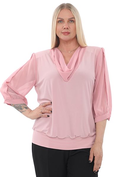 KİFAYET 22600 Degaje Collar Sleeve Chiffon Body Sandy Blouse (B103)