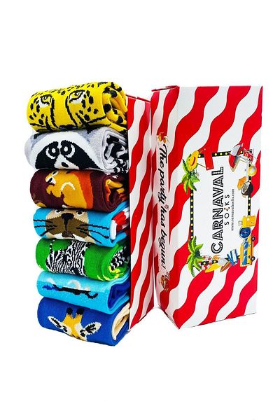 CARNAVAL SOCKS Кутия с 7 броя цветни чорапи с шарки Animal Kingdom