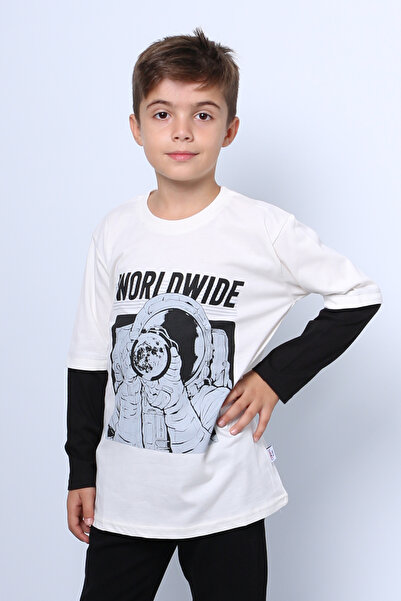 HÇM Boys Long Sleeve Thin Sweat - Worldwide Printed C53