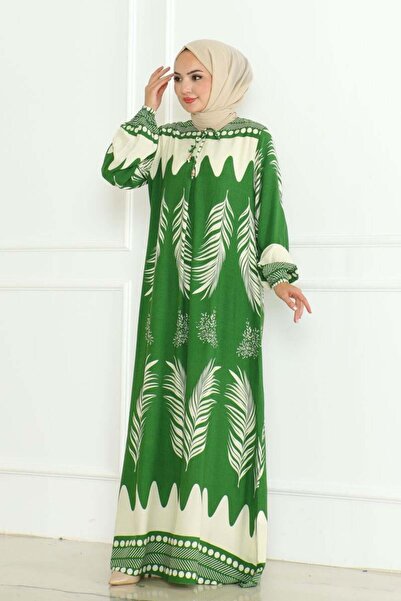 SGS Φόρεμα από πράσινη βισκόζη - Με δέσιμο στο λαιμό