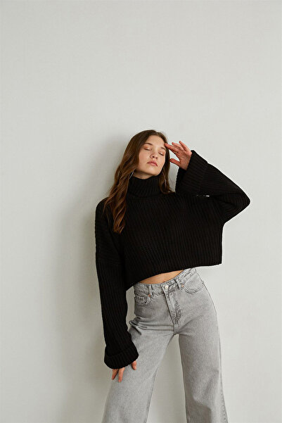 VATKALI Crop-Pullover mit Rollkragen