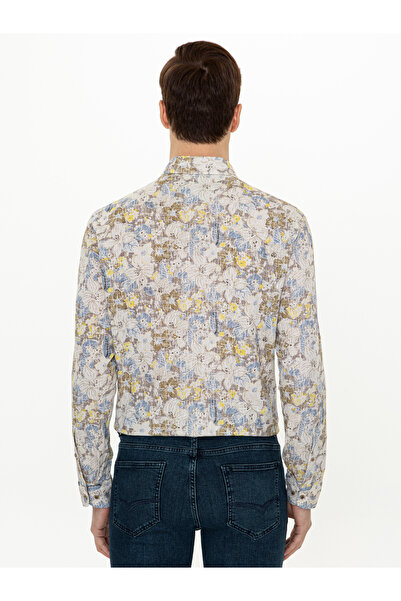 Cacharel Açık Kahverengi Keten Karışımlı Slim Fit Uzun Kollu Gömlek 50247591-VR002