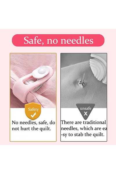 Ecuy Needle-Free Quilt Sheet Curtain Clip – Non-Slip Duvet Cover Fixer Peg Organizer 4 Pcs