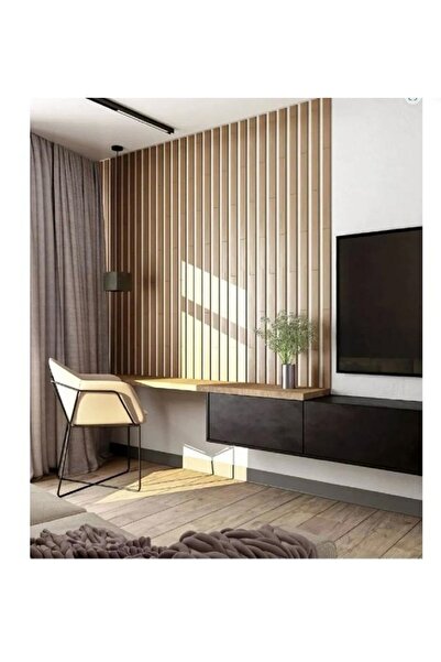 Vuslat Hediyelik Dekoratif Duvar Çıtası (50X5 CM) (10 ADET) Dekorasyon Ahşap Şerit Duvar Panelleri Kahverengi