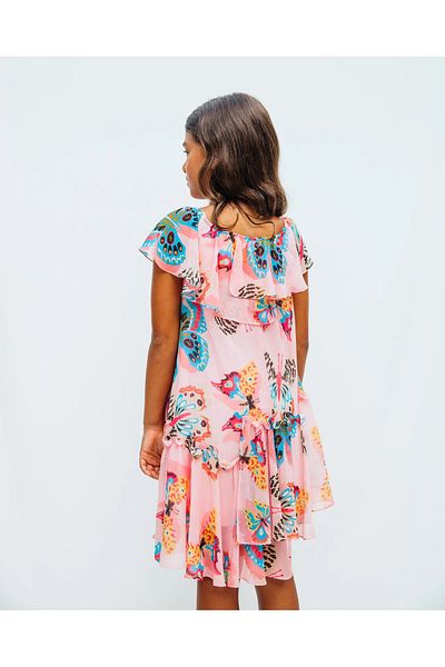 SheShe Rochie Fluture Roz pentru 4-12 ani
