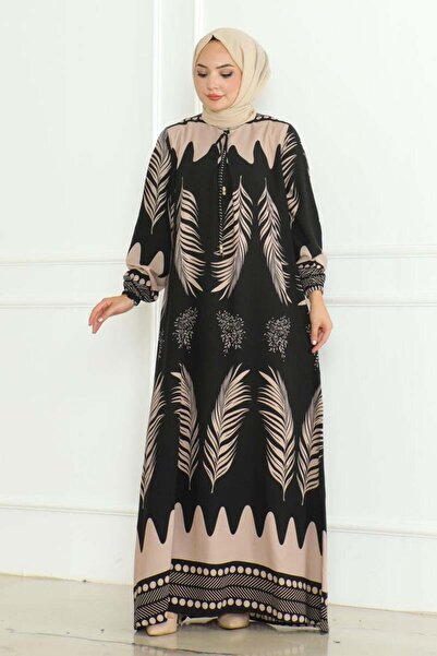 SGS Φόρεμα από βισκόζη - Κορδόνι που δένει τον λαιμό, ΜΑΥΡΟ ΒΙΖΟΝ