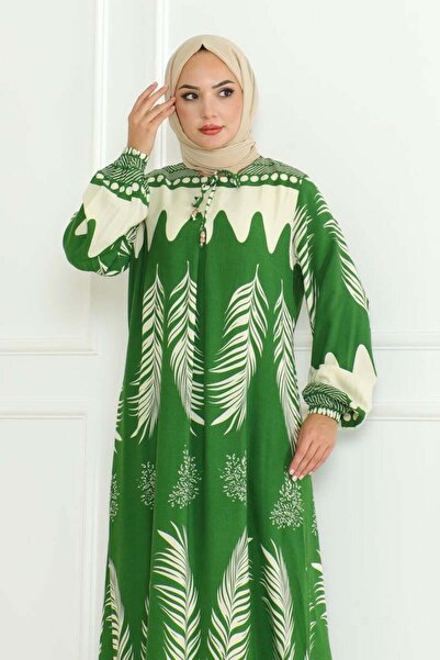 SGS Φόρεμα από πράσινη βισκόζη - Με δέσιμο στο λαιμό