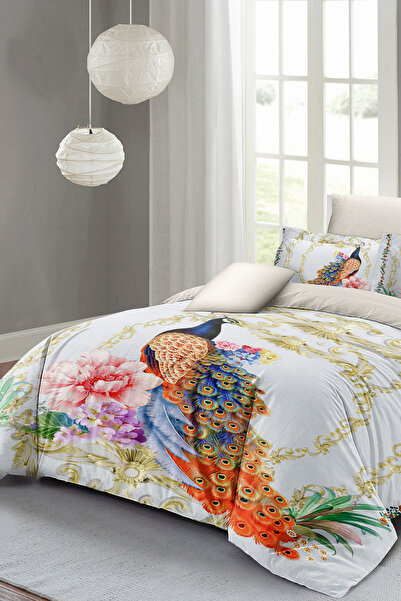 MonoHome Double Duvet Cover Set - Cotton Satin Royal Peacock