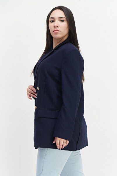 French Connection Women Regular Fit Plain Blazer, Navy