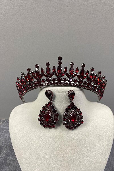 Limelia Set de cercei și coroană de mireasă cu henna Pedro Stone Burgundy