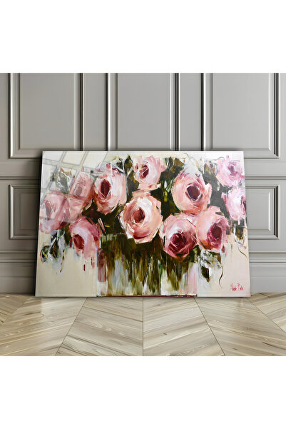 Harikabirev HARİKABİREV | PIECE DE STICLA INESPRIMABILĂ (TEMPERATĂ) TABLA DE FLORI ROZ-ALB 01 | TMTEKLİ