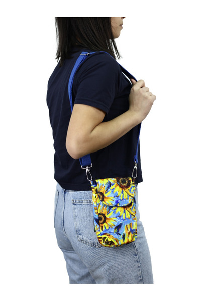 BUSRAKAZANCDESİGN Sunflower Patterned Adjustable Crossbody Phone Bag