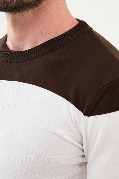 Mcr Partial Slim Fit Crew Neck Men's Knitwear Sweater Beige - 11512.24K