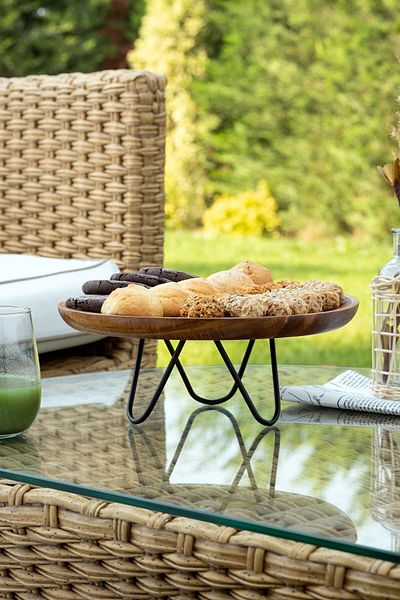 La Casa Art 25 cm Wooden Serving Plate with Metal Legs - Tableware and Kitchen Decoration