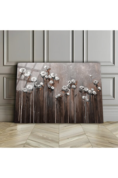 Harikabirev HARİKABİREV | PIEȚĂ DE STICLA (TEMPERATĂ) CU FLORI MARO TABLO 01 | TMTEKLİ