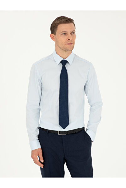 Cacharel قميص كلاسيكي ممزوج بالقطن باللون الأزرق الفاتح 50292265-VR003