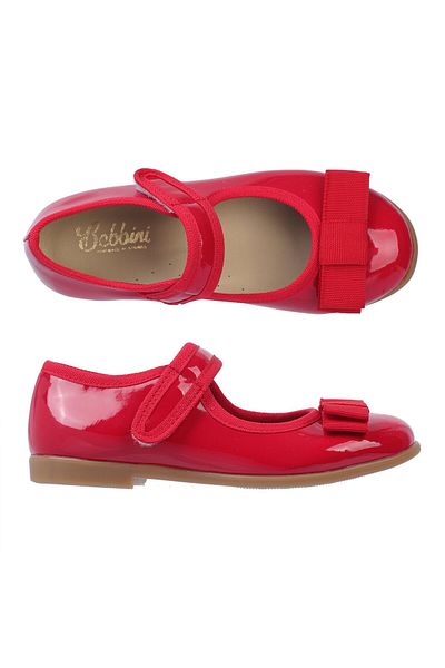 Bebbini Chloe-Red Patent Leather Vegan Girl's Ballerinas