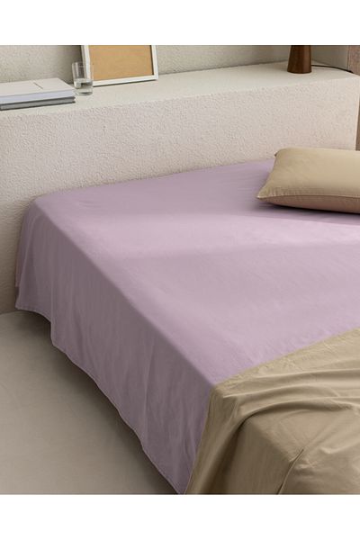 Madame Coco Manon Double 100% Cotton Ranforce Elasticless Sheet - Light Plum
