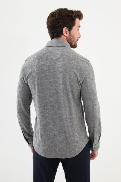 Mcr Desenli Slim Fit Erkek Gömlek Gri - 27001.24K