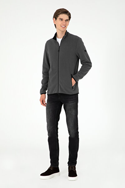 U.S. Polo Assn. Men's Anthracite Basic Fleece Cardigan 50298066-Vr006