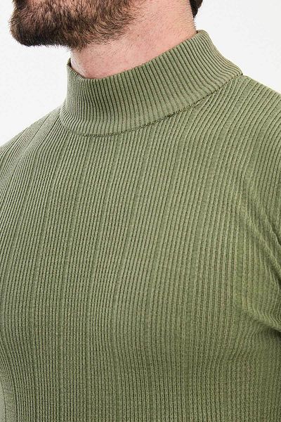 Mcr Striped Slim Fit Half Turtleneck Men's Knitwear Sweater Khaki - 11504.24K