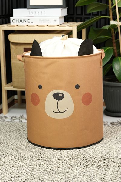 PRENDİ HOME Органайзер за бебешка и детска стая Bear Design - мрежеста кутия за съхранение, мръсна кошница за играчки 37x40