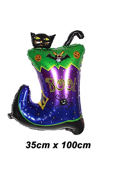 Parti dolabı Black Cat with Halloween Boots Foil Balloon Halloween Party Balloon 35X100 cm