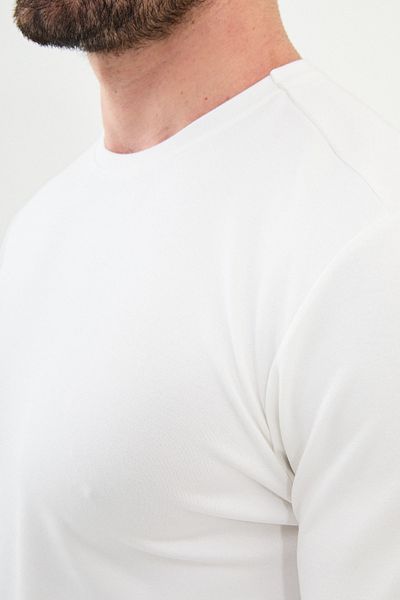 Mcr Plain Slim Fit Crew Neck Long Sleeve Men's T-Shirt Ecru - 36837.24K