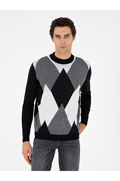 Cacharel Siyah Regular Fit Yün Karışımlı Bisiklet Yaka Triko Kazak 50291921-VR046