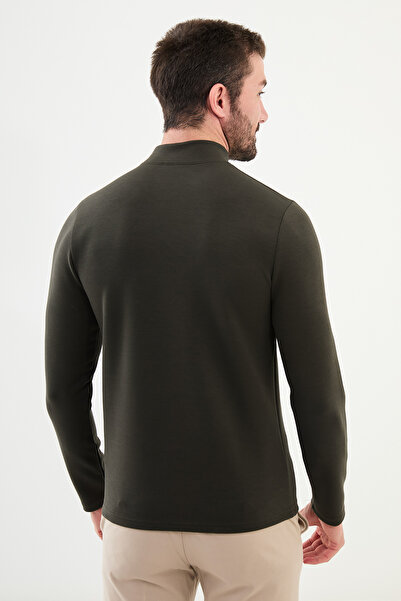 Mcr Plain Slim Fit Half Turtleneck Long Sleeve Men's T-Shirt Khaki - 36838.24K